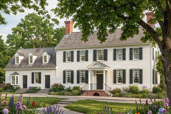 Exterior - Front Elevation for Colonial House Plan #137-221 - 5 bed, 5 bath