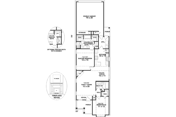 Floor Plan - Main Floor for Cottage House Plan #81-160 - 2 bed, 2 bath