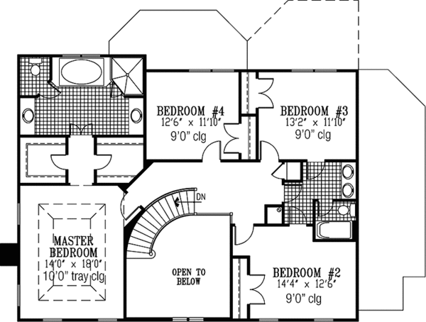 Architectural House Design - Colonial Floor Plan - Upper Floor Plan #953-54