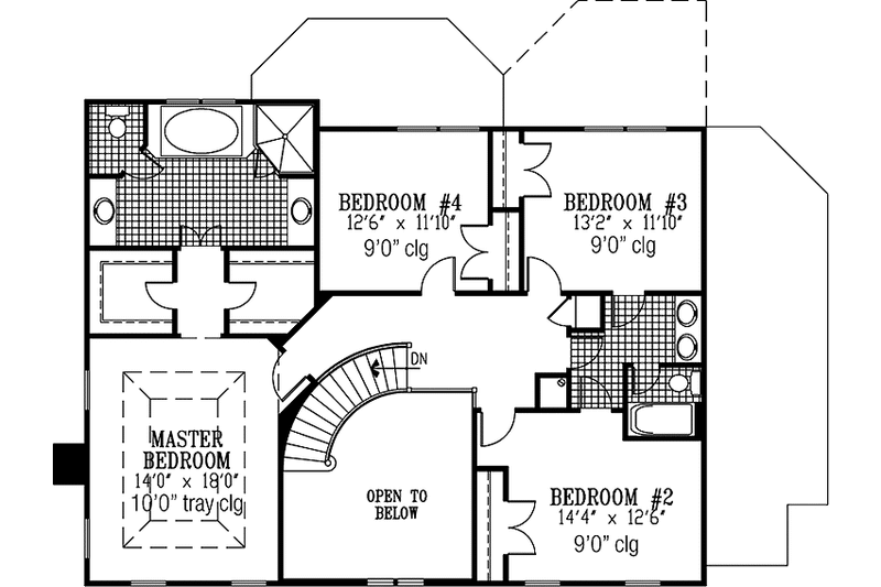 Home Plan - Floor Plan - Upper Floor for Colonial House Plan #953-54 - 4 bed, 2.5 bath