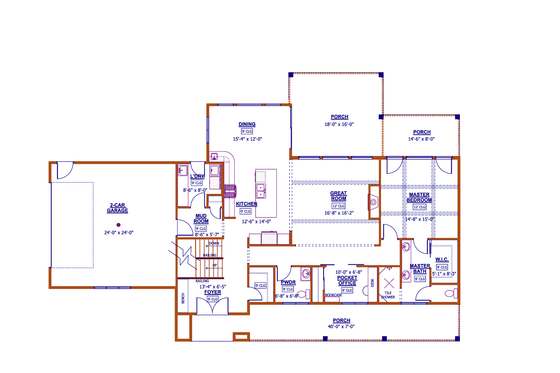 Floor Plan - Main Floor for Farmhouse House Plan #1089-8 - 4 bed, 2.5 bath