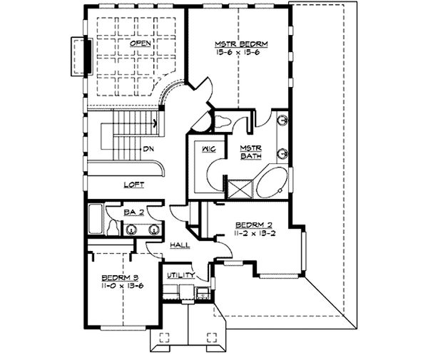 Craftsman Floor Plan - Upper Floor Plan #132-219
