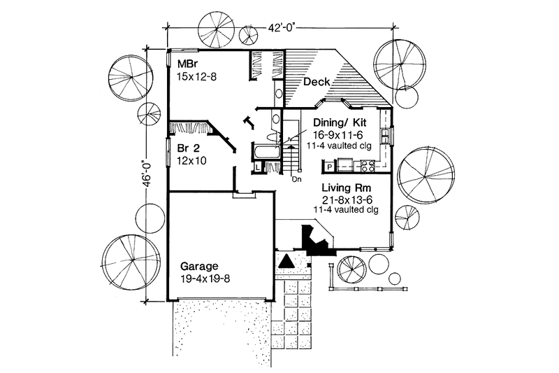 Dream House Plan - Floor Plan - Main Floor for Country House Plan #320-1164 - 2 bed, 1 bath