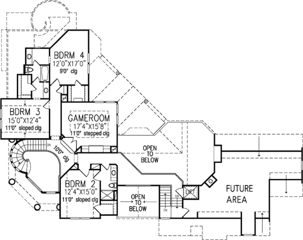 House Design - European Floor Plan - Upper Floor Plan #1021-8