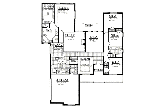 Floor Plan - Main Floor for Country House Plan #62-130 - 4 bed, 2 bath