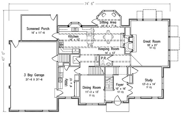 Architectural House Design - European Floor Plan - Main Floor Plan #994-9