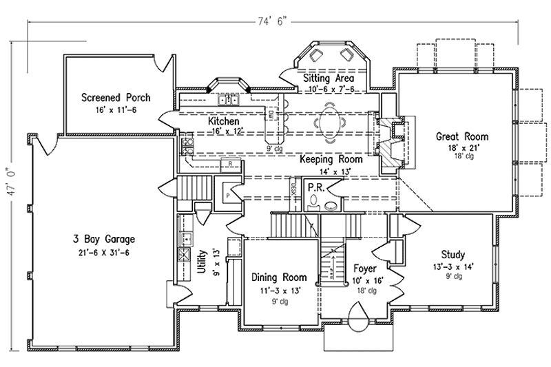 Home Plan - Floor Plan - Main Floor for European House Plan #994-9 - 4 bed, 2.5 bath