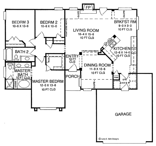 House Design - Ranch Floor Plan - Main Floor Plan #952-255
