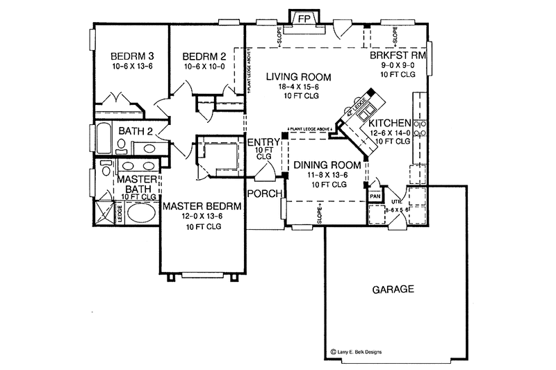 Dream House Plan - Floor Plan - Main Floor for Ranch House Plan #952-255 - 3 bed, 2 bath