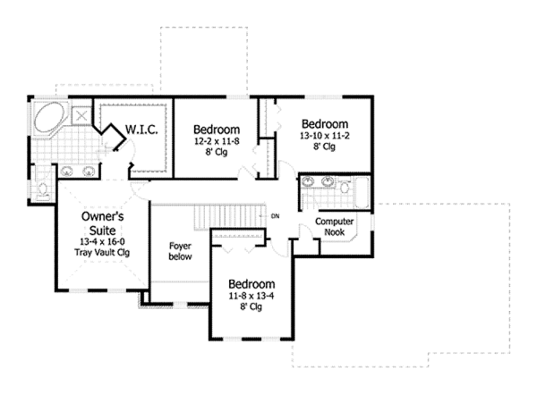 Dream House Plan - Traditional Floor Plan - Upper Floor Plan #51-1056