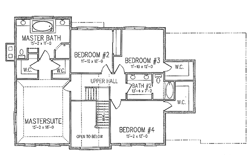 Dream House Plan - Floor Plan - Upper Floor for Colonial House Plan #994-23 - 4 bed, 3 bath