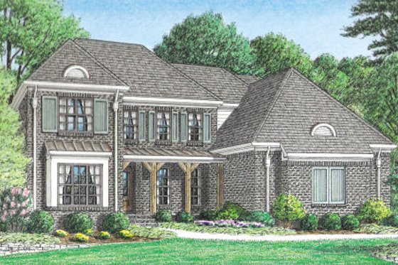 Exterior - Front Elevation for Craftsman House Plan #34-217 - 4 bed, 3 bath
