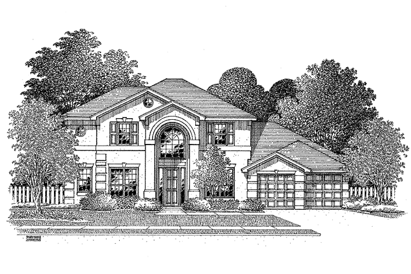 Home Plan - Exterior - Front Elevation 3 for Mediterranean House Plan #999-105 - 5 bed, 3 bath