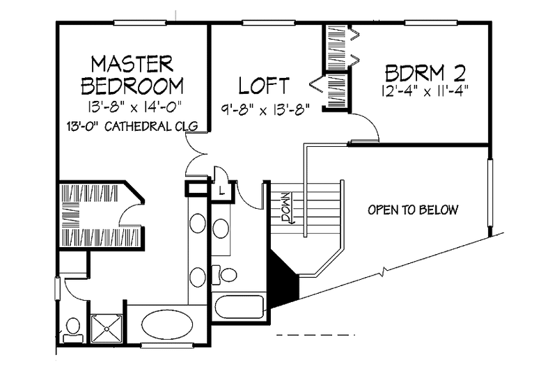 Home Plan - Floor Plan - Upper Floor for Country House Plan #320-728 - 2 bed, 2.5 bath
