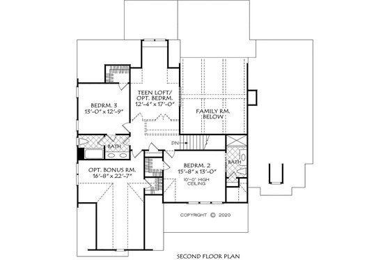 Floor Plan - Upper Floor for Farmhouse House Plan #927-1011 - 4 bed, 4 bath