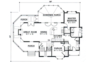 Floor Plan - Main Floor for Country House Plan #67-391 - 4 bed, 3.5 bath