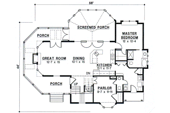 Floor Plan - Main Floor for Country House Plan #67-391 - 4 bed, 3.5 bath