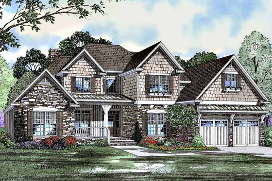 Exterior - Front Elevation 3 for Traditional House Plan #17-2987 - 4 bed, 3 bath