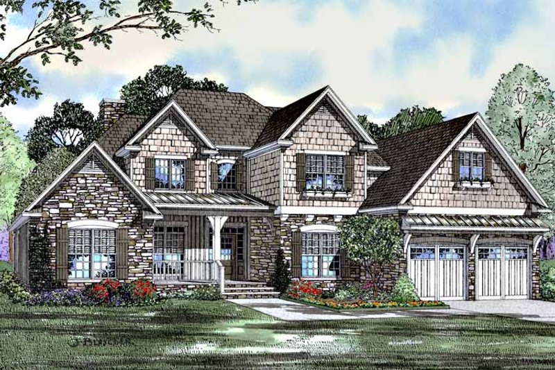 Home Plan - Exterior - Front Elevation 3 for Traditional House Plan #17-2987 - 4 bed, 3 bath