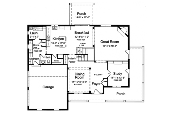 Floor Plan - Main Floor for Traditional House Plan #46-848 - 4 bed, 2.5 bath