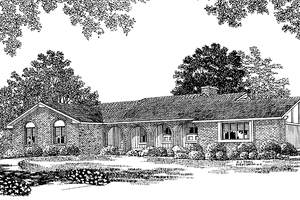 Home Plan - Exterior - Front Elevation for Adobe / Southwestern House Plan #72-651 - 3 bed, 2 bath