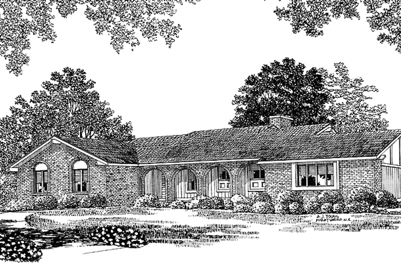 House Blueprint - Adobe / Southwestern Exterior - Front Elevation Plan #72-651