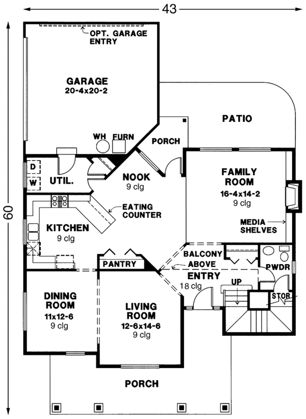 House Design - Country Floor Plan - Main Floor Plan #966-50