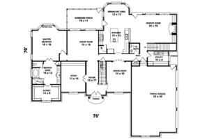 Floor Plan - Main Floor for European House Plan #81-614 - 5 bed, 4 bath