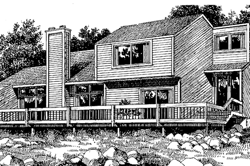 Home Plan - Exterior - Rear Elevation for Contemporary House Plan #320-814 - 3 bed, 2 bath