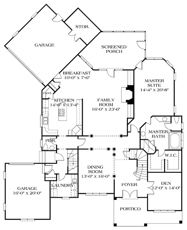House Blueprint - Traditional Floor Plan - Main Floor Plan #453-141