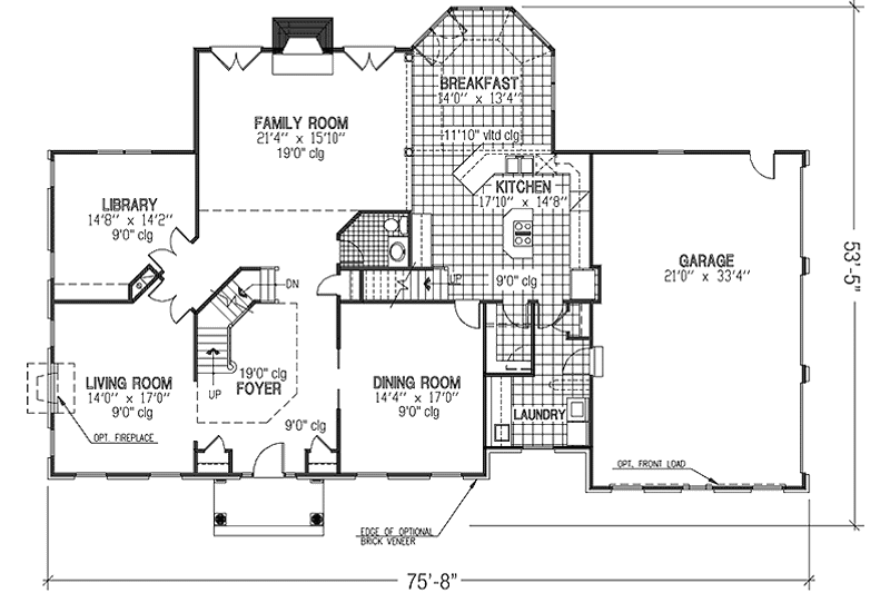 House Blueprint - Floor Plan - Main Floor for Classical House Plan #953-61 - 4 bed, 3.5 bath