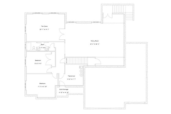 Floor Plan - Lower Floor for Ranch House Plan #1060-30 - 5 bed, 3.5 bath