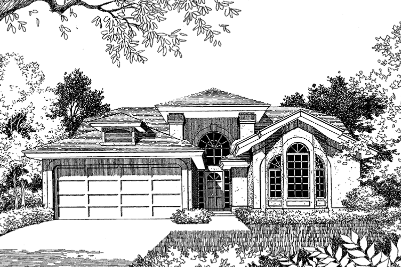 House Blueprint - Exterior - Front Elevation 4 for Mediterranean House Plan #417-460 - 3 bed, 2 bath