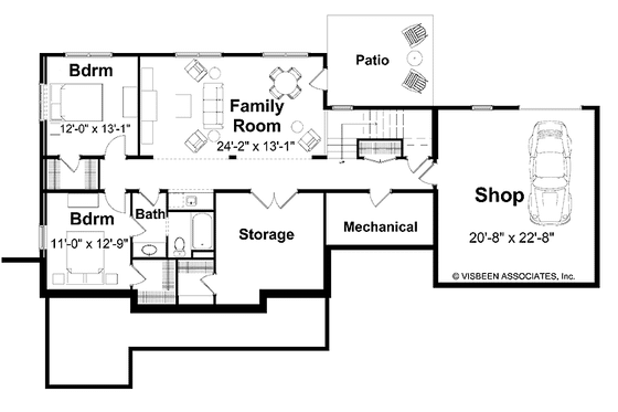 Floor Plan - Lower Floor for Craftsman House Plan #928-83 - 3 bed, 2.5 bath