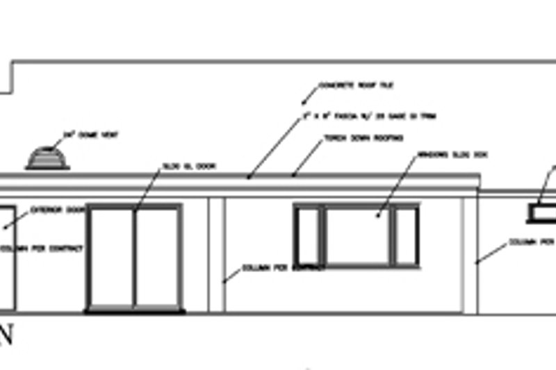 Architectural House Design - Exterior - Rear Elevation for Adobe / Southwestern House Plan #1-351 - 4 bed, 2 bath
