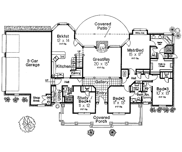 Home Plan - European style house plan, main level floor plan