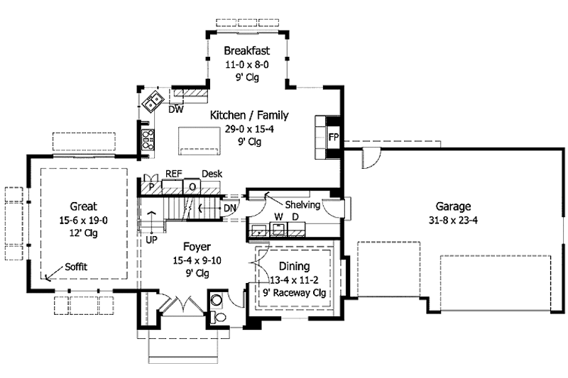 Home Plan - Floor Plan - Main Floor for Country House Plan #51-893 - 4 bed, 2.5 bath
