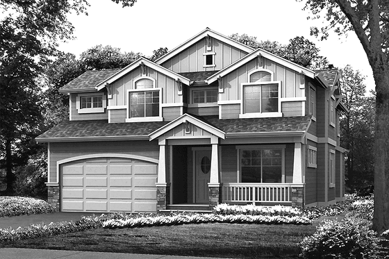 Exterior - Front Elevation 3 for Craftsman House Plan #132-362 - 4 bed, 2.5 bath
