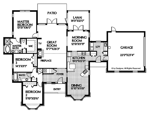 Home Plan - Ranch Floor Plan - Main Floor Plan #999-25