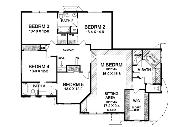Home Plan - Floor Plan - Upper Floor for Classical House Plan #328-386 - 5 bed, 4 bath