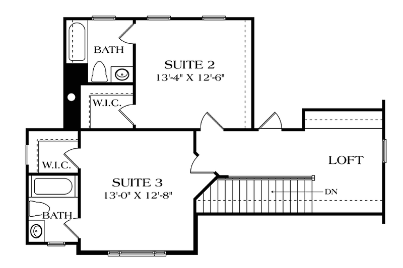 Home Plan - Floor Plan - Upper Floor for Craftsman House Plan #453-625 - 3 bed, 3.5 bath