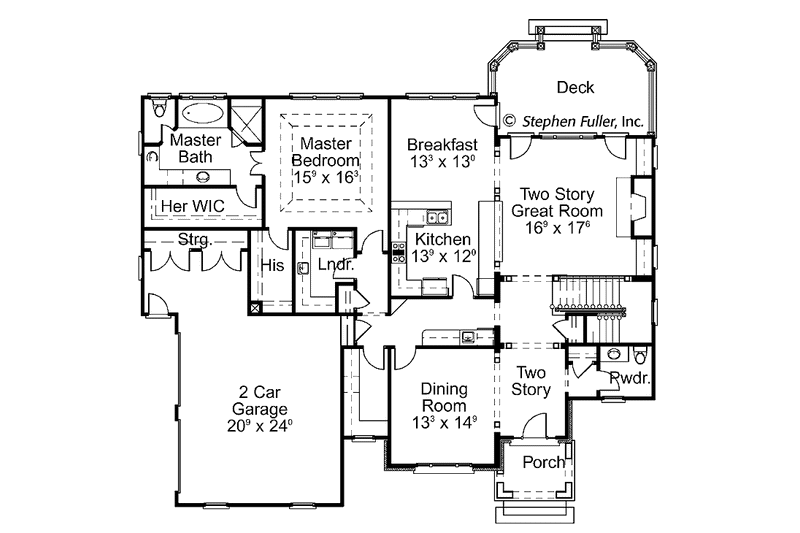 Home Plan - Floor Plan - Main Floor for Colonial House Plan #429-411 - 4 bed, 3.5 bath