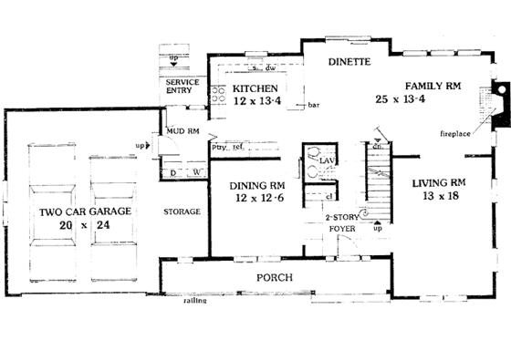 Floor Plan - Main Floor for Country House Plan #3-233 - 5 bed, 2.5 bath