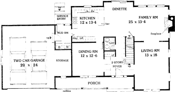 Architectural House Design - Country Floor Plan - Main Floor Plan #3-233