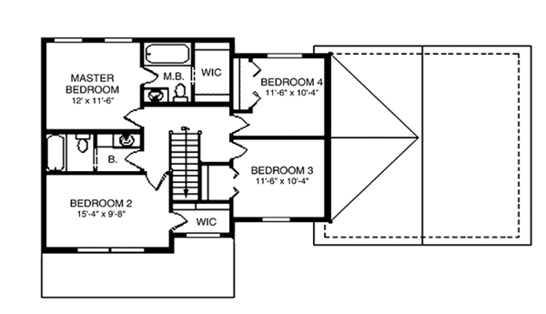 Architectural House Design - Country Floor Plan - Upper Floor Plan #980-1