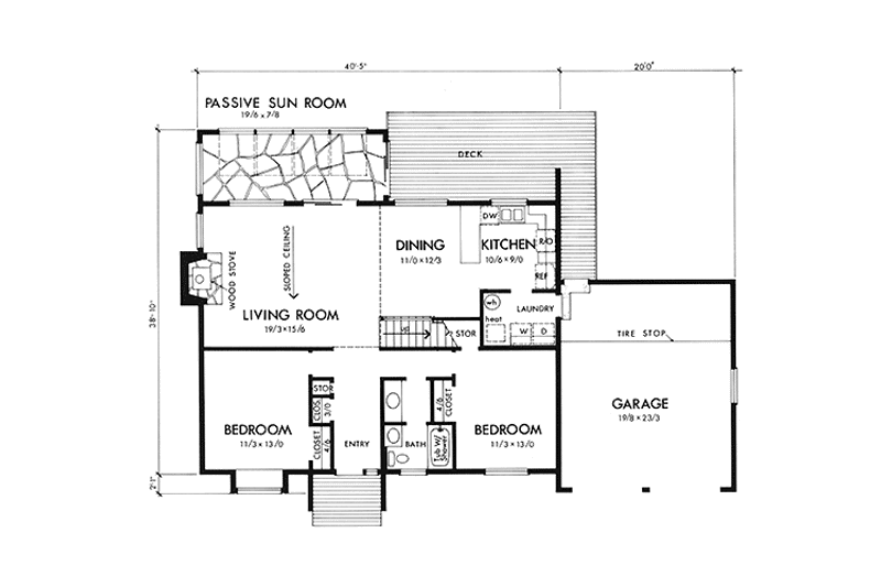 Home Plan - Floor Plan - Main Floor for Prairie House Plan #320-1222 - 3 bed, 2 bath