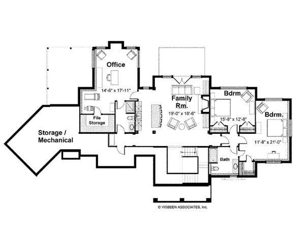 Craftsman Floor Plan - Lower Floor Plan #928-198
