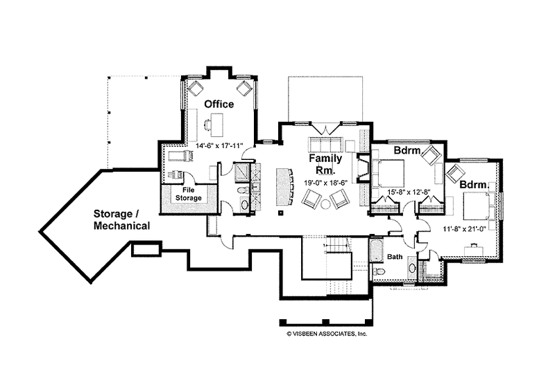 Home Plan - Floor Plan - Lower Floor for Craftsman House Plan #928-198 - 3 bed, 3.5 bath