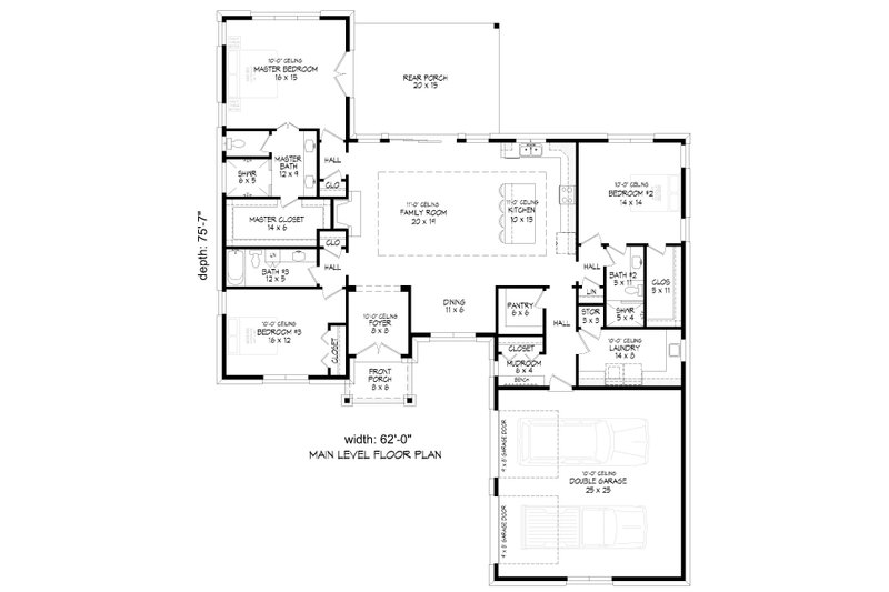House Blueprint - Floor Plan - Main Floor for Contemporary House Plan #932-1462 - 3 bed, 3 bath