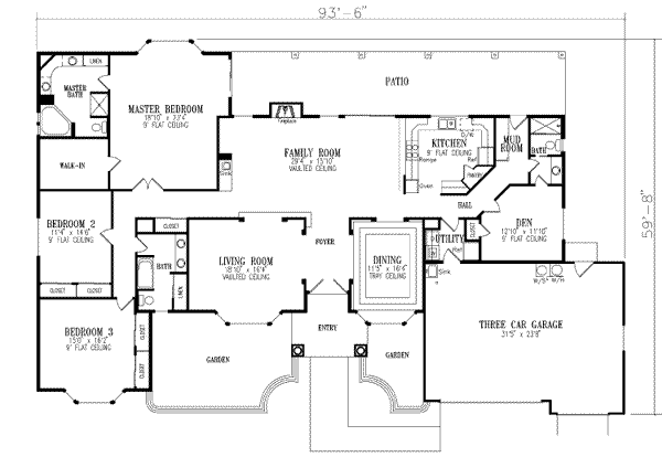 Adobe / Southwestern Floor Plan - Main Floor Plan #1-763